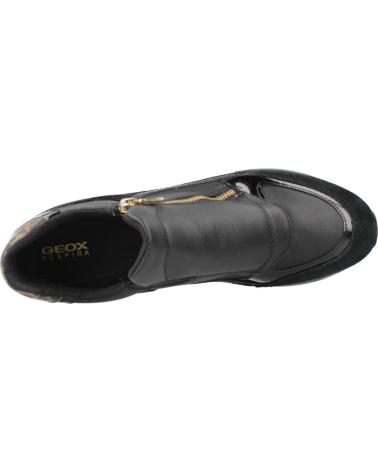 GEOX D NYDAME C9996 - BOTTINE SNEAKER NOIRE AVEC FERMETURE ÉCLAIR DORÉE C9996
