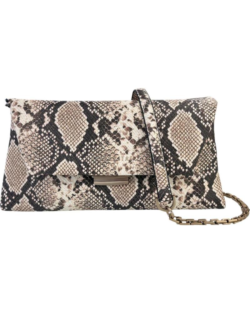 BORSA A TRACOLLA HISPANITAS BV253841 STAMPA SERPENTE TAUPE GREY GREY