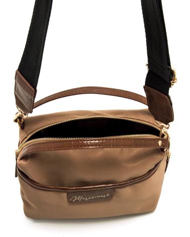 SAC BANDOULIÈRE MARIA MARE HENAR MARRON AVEC POIGNÉES ET DÉTAILS CONTRASTÉS MARRóN