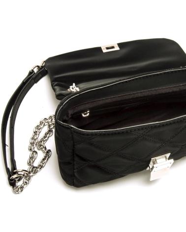 SAC BANDOULIÈRE MTNG JUNE NOIR AVEC CHAÎNE ET RABAT MATELASSÉ NEGRO