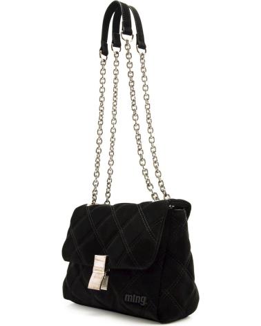 SAC BANDOULIÈRE MTNG JUNE NOIR AVEC CHAÎNE ET RABAT MATELASSÉ NEGRO