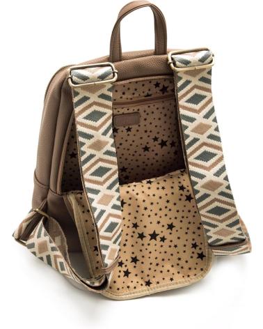 CASUAL BACKPACK MTNG ADRIA BROWN WITH GEOMETRIC STRAPS MARRóN