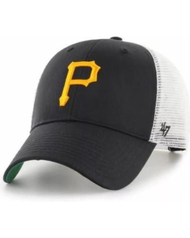 BONÉ TRUCKER '47 BRAND MLB PITTSBURGH PIRATES PRETO E BRANCO COM LOGO AMARELO NEGRO
