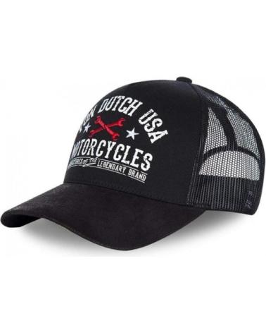BONÉ TRUCKER VON DUTCH PRETO COM ABA DE COURO E LETRAS BORDADAS NEGRO