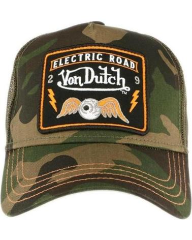 BONÉ TRUCKER VON DUTCH CAMUFLADO VERDE COM PATCH OLHO ALADO E ABA CURVA VERDOSO