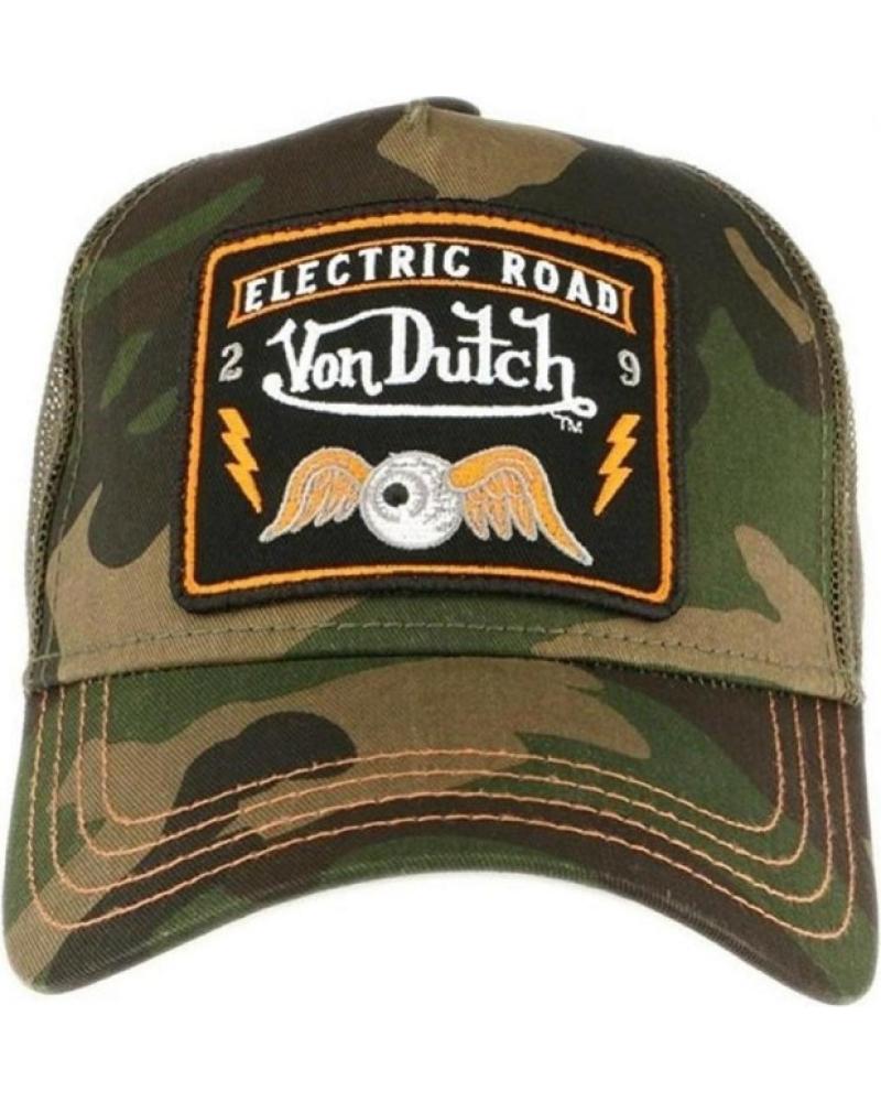 VON DUTCH TRUCKER CAP GRÜN CAMOUFLAGE MIT GEFLÜGELTEM AUGEN-PATCH UND GEBOGENEM VISIER VERDOSO