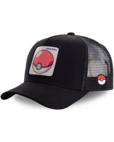 BONÉ TRUCKER CAPSLAB POKEBALL PRETO COM PATCH BORDADO NEGRO