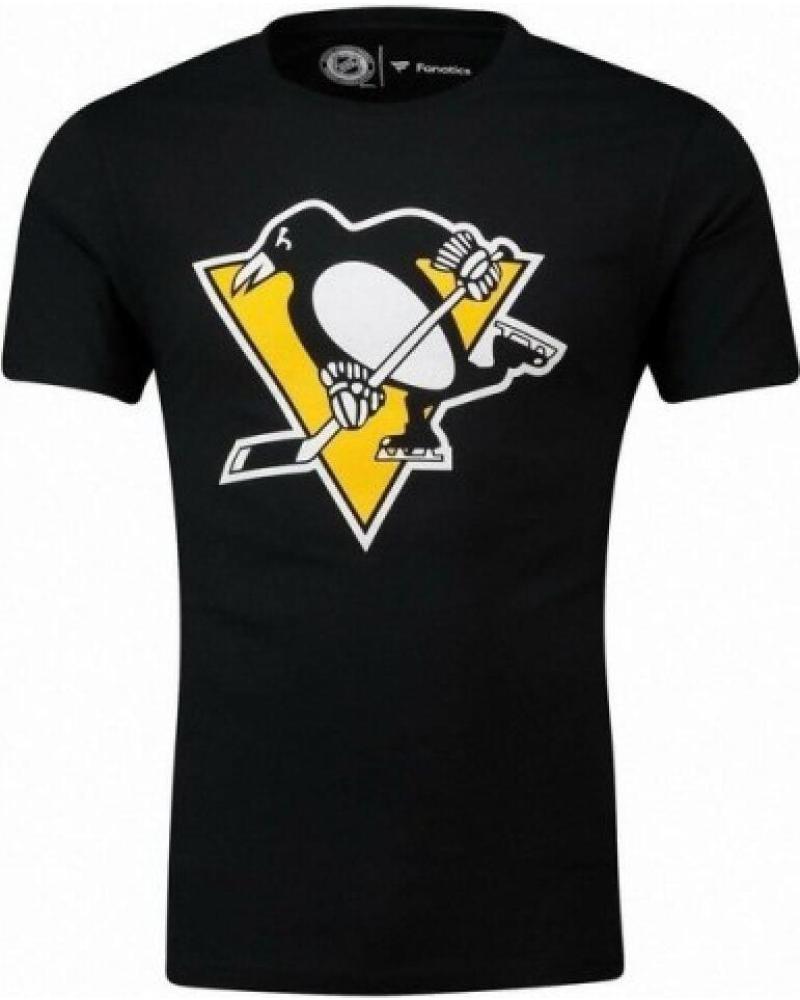 T-SHIRT FANATICS PITTSBURGH PENGUINS PRETA MANGA CURTA COM ESTAMPA FRONTAL NEGRO