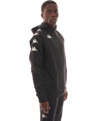 FELPA KAPPA DIANO NERA CON CAPPUCCIO E LOGO STAMPATO - MODELLO 31153NW-005 NEGRO