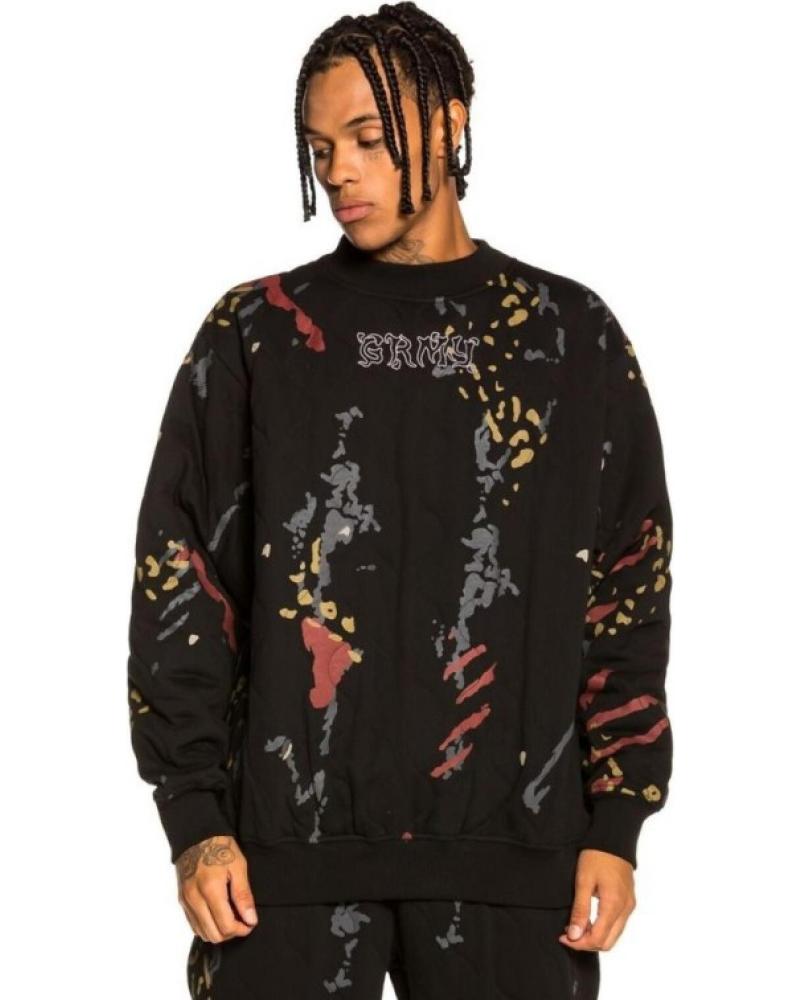 FELPA GIROCOLLO GRIMEY JAZZ THING PADDED ALL OVER PRINT NERA NEGRO