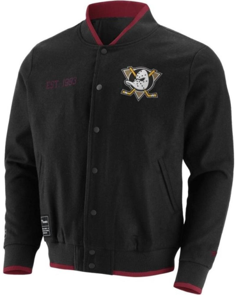 JAQUETA FANATICS DUCKS LETTERMAN TEAM PRETA NEGRO