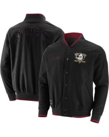 JAQUETA FANATICS DUCKS LETTERMAN TEAM PRETA NEGRO