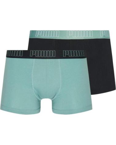 PUMA BASIC TRUNK BOXERSHORTS DOPPELPACK SCHWARZ / SALBEIGRÜN VERDE
