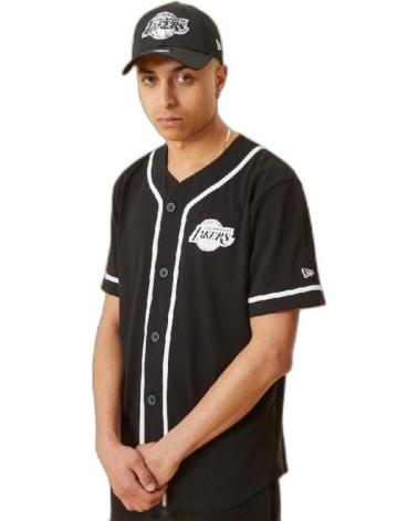 T-SHIRT NEW ERA LOS ANGELES LAKERS DISTRESSED LOGO BUTTON UP NOIR NEGRO