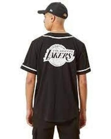 T-SHIRT NEW ERA LOS ANGELES LAKERS DISTRESSED LOGO BUTTON UP NOIR NEGRO