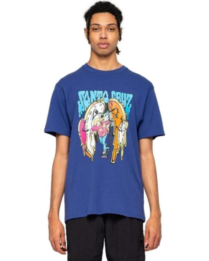 SANTA CRUZ T-SHIRT GRABKE MELTING CLOCKS BLEU MARINE MARINO