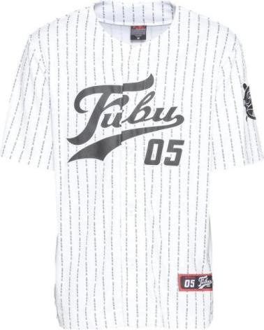 FUBU MAILLOT DE BASEBALL VARSITY PINSTRIPE BLANC BLANCO