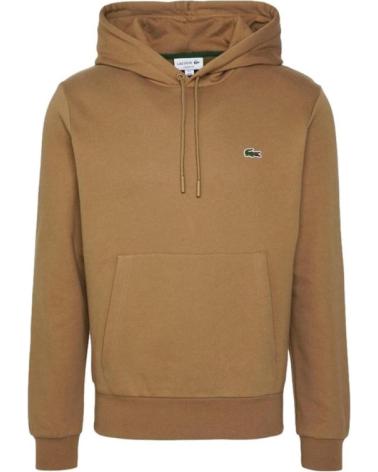 FELPA CON CAPPUCCIO LACOSTE BASIC HOODED SWEATSHIRT MARRONE MARRóN