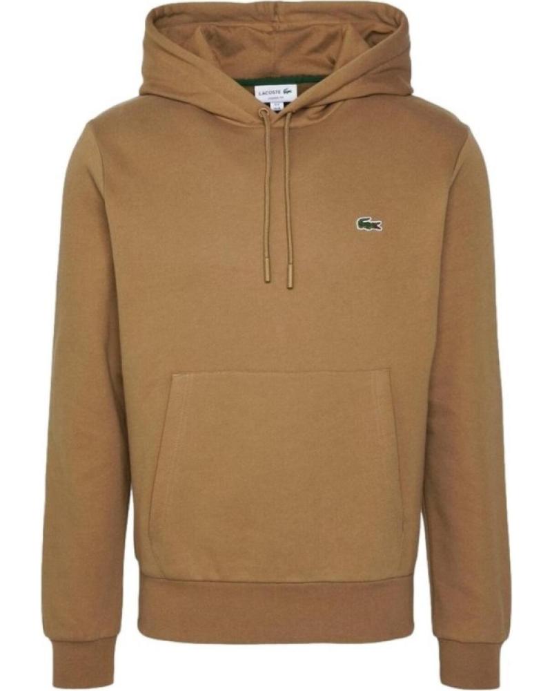 FELPA CON CAPPUCCIO LACOSTE BASIC HOODED SWEATSHIRT MARRONE MARRóN