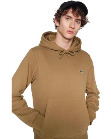 FELPA CON CAPPUCCIO LACOSTE BASIC HOODED SWEATSHIRT MARRONE MARRóN