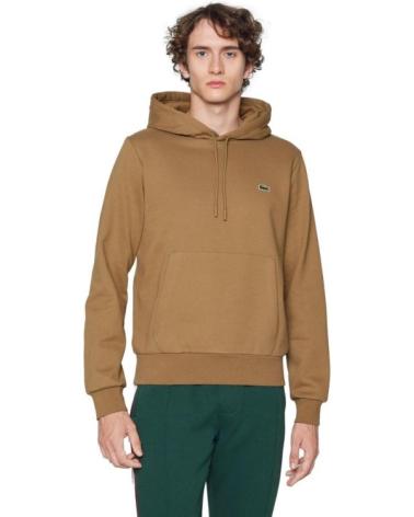 FELPA CON CAPPUCCIO LACOSTE BASIC HOODED SWEATSHIRT MARRONE MARRóN