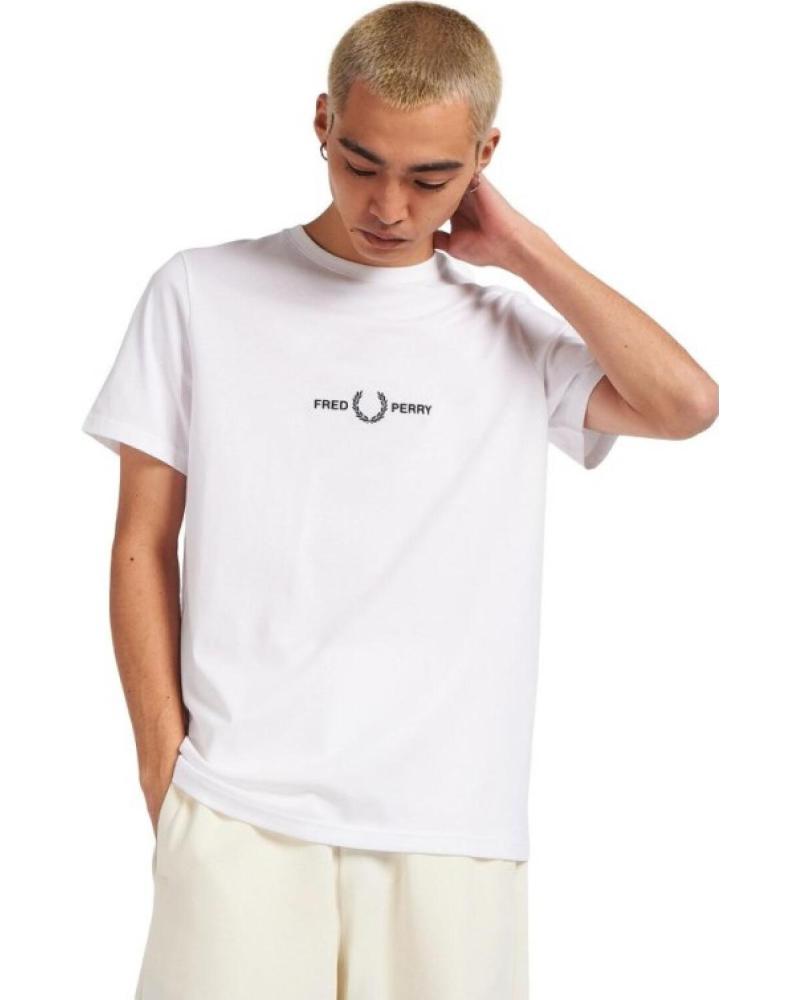 T-SHIRT FRED PERRY EMBROIDERED TEE À MANCHES COURTES BLANC BLANCO
