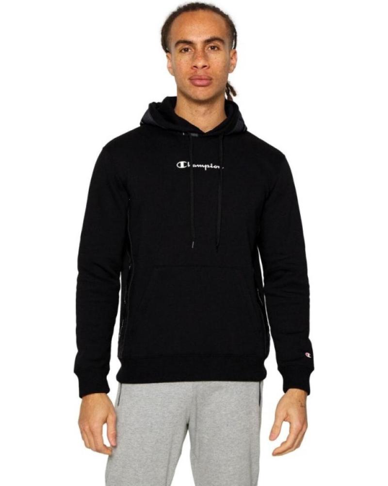 FELPA CON CAPPUCCIO CHAMPION JACQUARD TAPE FLEECE NERA NEGRO