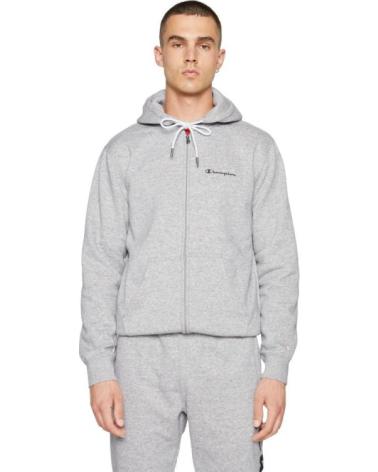 FELPA CHAMPION CON CAPPUCCIO E CERNIERA GRIGIA - SMALL TEXTED LOGO GRIS