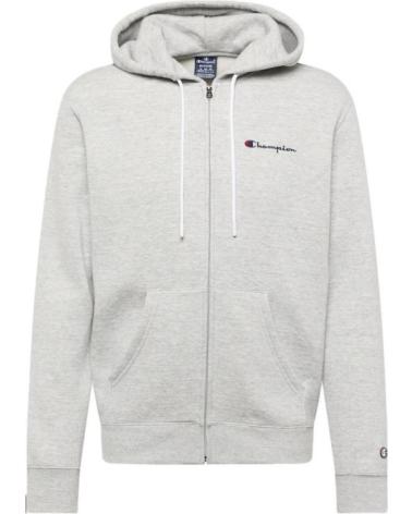 CHAMPION HOODED ZIP SWEATSHIRT GREY - SMALL TEXTED LOGO GRIS