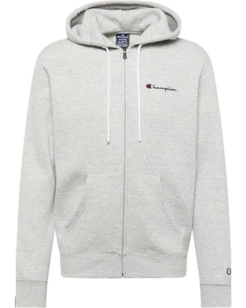 FELPA CHAMPION CON CAPPUCCIO E CERNIERA GRIGIA - SMALL TEXTED LOGO GRIS