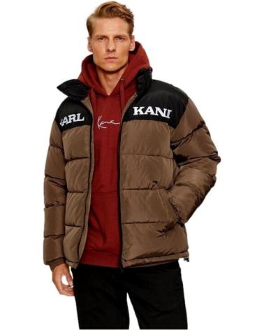 KARL KANI RETRO ESSENTIAL PUFFER JACKET BROWN MARRóN