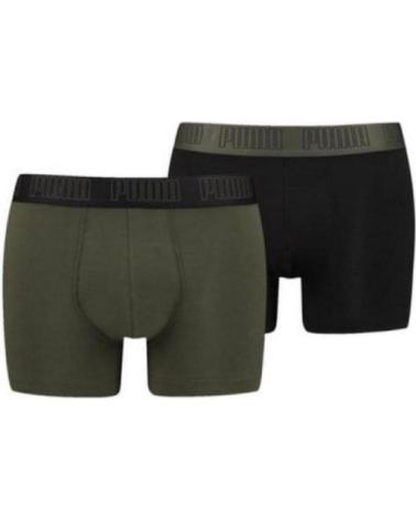 PUMA BOXERS BIPACK EN COTON FOREST NIGHT ET NOIR VERDÂTRE VERDOSO