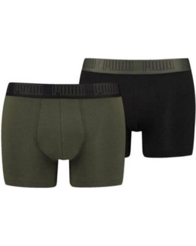 PUMA BOXERS BIPACK EN COTON FOREST NIGHT ET NOIR VERDÂTRE VERDOSO