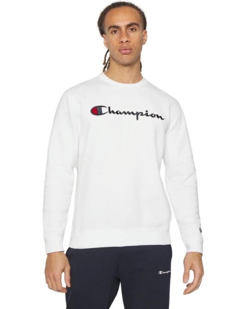 CHAMPION EMBROIDERED SCRIPT LOGO CREWNECK SWEATSHIRT WHITE BLANCO