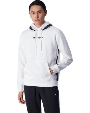 FELPA CON CAPPUCCIO CHAMPION JACQUARD TAPE FLEECE BIANCA 219092 WW001 BLANCO