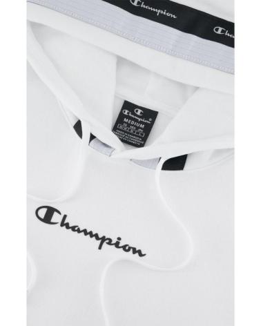 FELPA CON CAPPUCCIO CHAMPION JACQUARD TAPE FLEECE BIANCA 219092 WW001 BLANCO