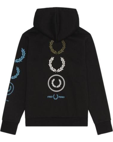 SUDADERA CON CAPUCHA FRED PERRY GRAPHIC BRANDED NEGRA NEGRO