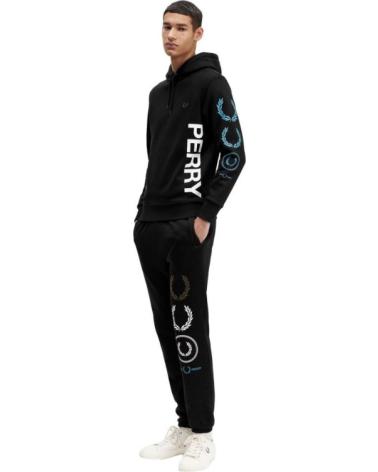 SUDADERA CON CAPUCHA FRED PERRY GRAPHIC BRANDED NEGRA NEGRO