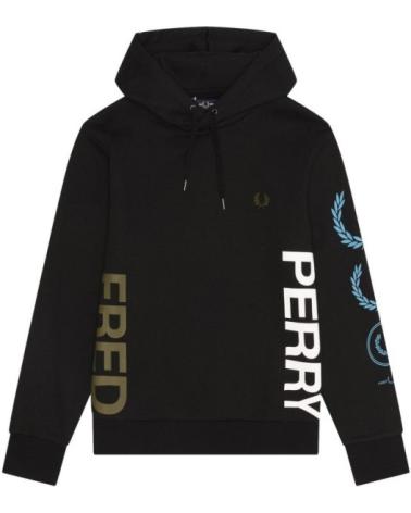 SUDADERA CON CAPUCHA FRED PERRY GRAPHIC BRANDED NEGRA NEGRO