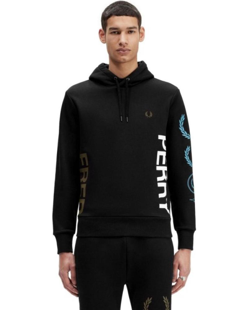 SUDADERA CON CAPUCHA FRED PERRY GRAPHIC BRANDED NEGRA NEGRO