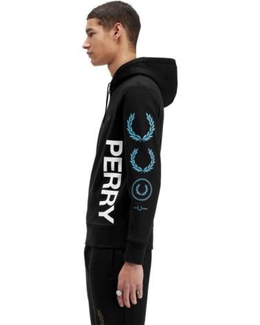 SUDADERA CON CAPUCHA FRED PERRY GRAPHIC BRANDED NEGRA NEGRO