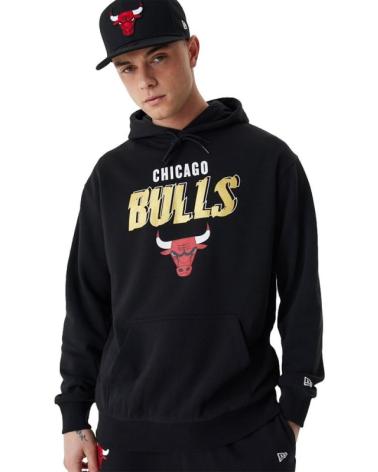 NEW ERA FELPA CON CAPPUCCIO CHICAGO BULLS TEAM SCRIPT OS HOODY NERA NEGRO
