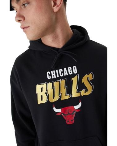 NEW ERA FELPA CON CAPPUCCIO CHICAGO BULLS TEAM SCRIPT OS HOODY NERA NEGRO