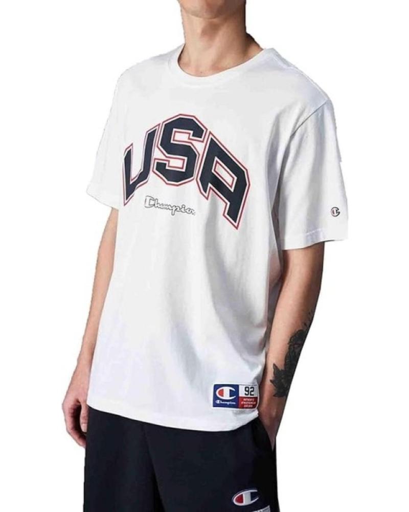 CHAMPION USA LEGACY PRINTED LOGO T-SHIRT WHITE 219747-WW001 BLANCO