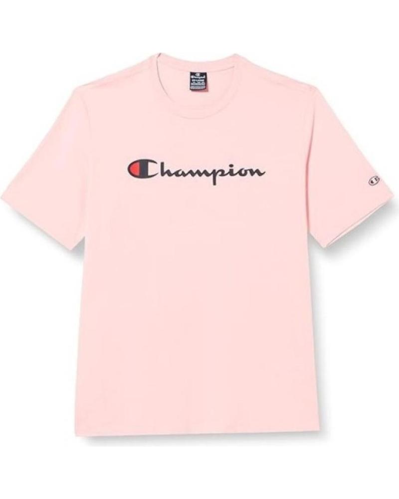 CHAMPION T-SHIRT LEGACY BIG PRINTED LOGO ROSE ROSA