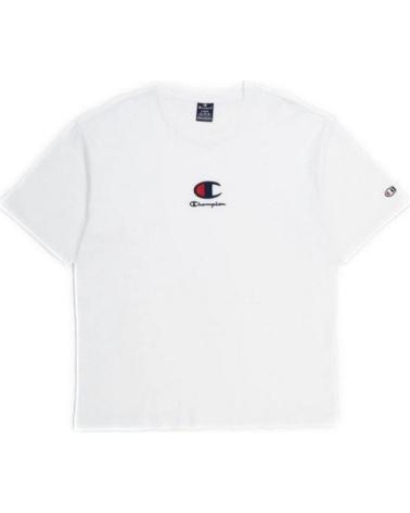 T-SHIRT CHAMPION MANGA CURTA MIDDLE EMBROIDERED LOGO BRANCA BLANCO