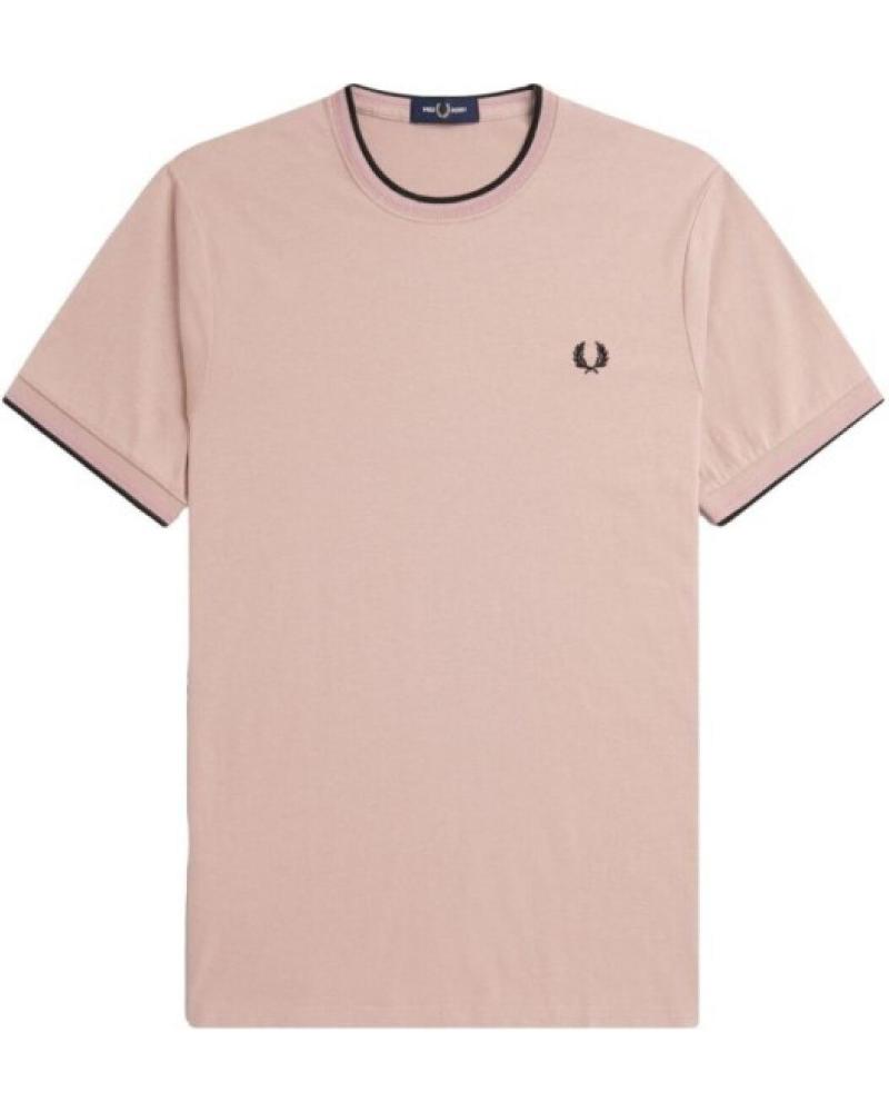 FRED PERRY CONTRAST RIBETED NECK U89 T-SHIRT ROSA ROSA