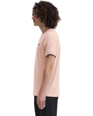 FRED PERRY CONTRAST RIBETED NECK U89 T-SHIRT ROSA ROSA