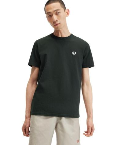 FRED PERRY EMBROILED LOGO TEE M1600 T-SHIRT DUNKELGRÜN VERDE