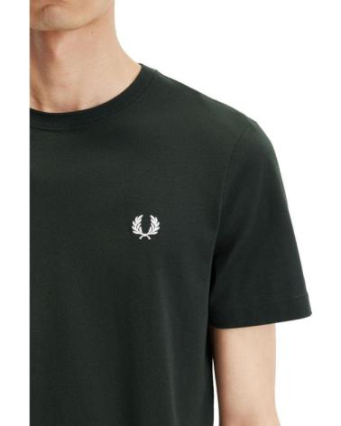 FRED PERRY EMBROILED LOGO TEE M1600 T-SHIRT DUNKELGRÜN VERDE